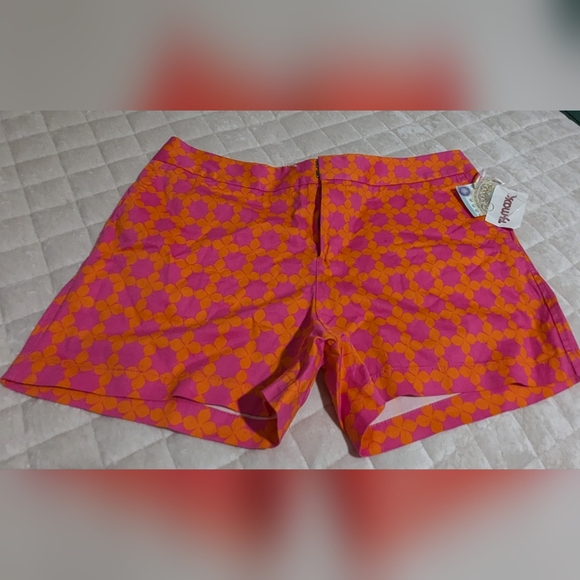 Sigrid Olsen Pants - NWT Sigrid Olsen Orange Hot Pink Floral Stretch Flat Front Chino Shorts Size 12